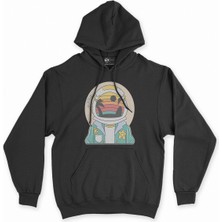 Cix Cix Astronot Uzayda Siyah Kapşonlu Sweatshirt Hoodie