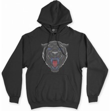 Cix Cix Mavi Gözlü Panter Siyah Kapşonlu Sweatshirt Hoodie