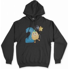 Cix Cix Çocuğumun 2. Yaşına Özel Siyah Kapşonlu Sweatshirt Hoodie
