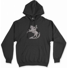 Cix Cix Atatürk Atlı Onur Anıtı Siyah Kapşonlu Sweatshirt Hoodie