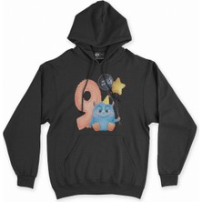 Cix Cix Çocuğumun 9. Yaşına Özel Siyah Kapşonlu Sweatshirt Hoodie