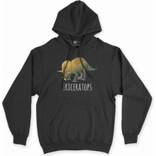 Cix Cix Triceratops Dinozor Siyah Kapşonlu Sweatshirt Hoodie