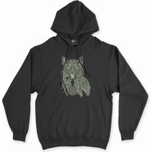 Cix Cix Kızgın Kurt Mandala Siyah Kapşonlu Sweatshirt Hoodie