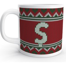 Rock'n Fox Ş Harfi Kış Nostaljisi Yılbaşı Noel Örgü Tasarım  Harfli Kupa Bardak