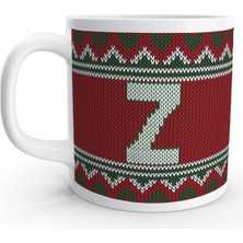 Rock'n Fox Z Harfi Kış Nostaljisi Yılbaşı Noel Örgü Tasarım  Harfli Kupa Bardak