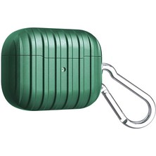 Case 4U Apple Airpods Pro Kılıf Şerit Desenli Toz Tutmayan Airbag 21 Koyu Yeşil