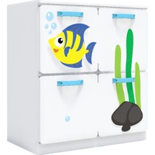 Woody Life 4 Çekmeceli Çocuk Odası Anaokulu Kreş Dolap Deniz Temalı