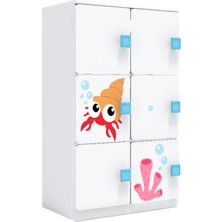 Woody Life 6 Kapaklı Çocuk Odası Anaokulu Kreş Dolap Deniz Temalı