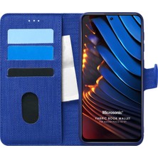 Microsonic Xiaomi Poco X3 Gt Kılıf Fabric Book Wallet Lacivert