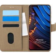 Microsonic Xiaomi Poco X3 Gt Kılıf Fabric Book Wallet Gold