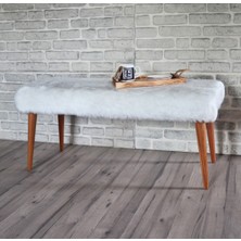 Zeen Concept Retro Bench Puf Beyaz Peluş