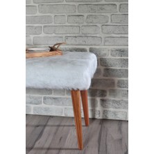 Zeen Concept Retro Bench Puf Beyaz Peluş