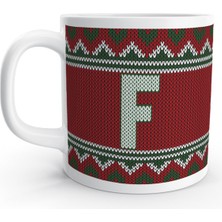 Rock'n Fox F Harfi Kış Nostaljisi Yılbaşı Noel Örgü Tasarım  Harfli Kupa Bardak