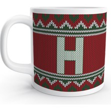 H Harfi Kış Nostaljisi Yılbaşı Noel Örgü Tasarım  Harfli Kupa Bardak
