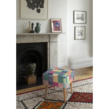 Zeen Concept Praga Kare Puf Gökkuşağı Desenli