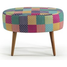 Zeen Concept Valente Oval Puf Gökkuşağı Desenli