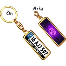 Hediye Zengini Armağan Zengini Kişiye Özel Plaka Metal Anahtarlık | Toyota Neon Mor Logo