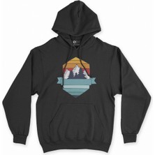 Cix Cix Kamp Amblemi Siyah Kapşonlu Sweatshirt Hoodie