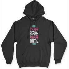 Cix Cix Pembe Escape Reality Siyah Kapşonlu Sweatshirt Hoodie
