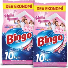 Bingo Matik 10 kg Mutlu Yuvam Renkliler ve Beyazlar Toz Çamaşır Deterjanı Ekonomi Paketi 2'li