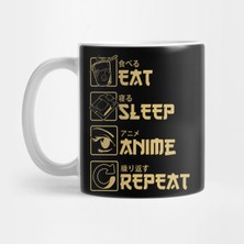 Pixxa Eat Sleep Anime Repeat Gold Kupa Bardak