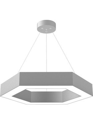 Hegza Lighting Hexagon (Gri Kasa, Beyaz Işık) Ledli Modern LED Avize