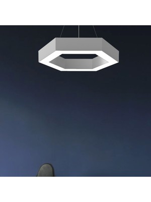 Hegza Lighting Hexagon (Gri Kasa, Beyaz Işık) Ledli Modern LED Avize