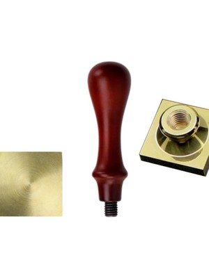 Profisher Mührü Mumu Damga 30 mm Kare Boş Bakır Kafa + Gül Ağacı Sap