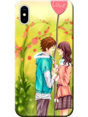 Hesaplı Dünya iPhone x Kılıf Sevgili Aşk Balon Baskılı Esnek Tpu SILIKON4867
