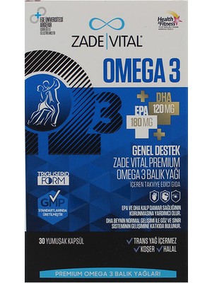 Zade Vital Omega 3 Balık Yağı Premium 30 Kapsül