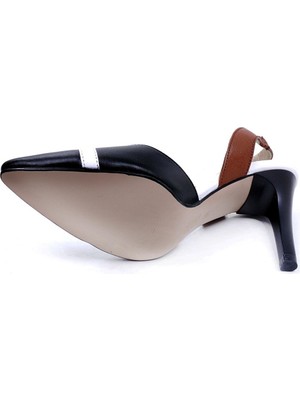 Ustalar Ayakkabı Çanta Siyah-Beyaz-Taba Kadın Topuklu Stiletto Ayakkabı 039.59