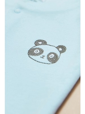 FullaModa Çocuk Panda Baskılı Çıtçıtlı Body