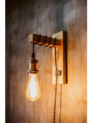 Hüma Hümatasarım Dekoratif Ahşap Halatlı Rustik Duvar Aplik