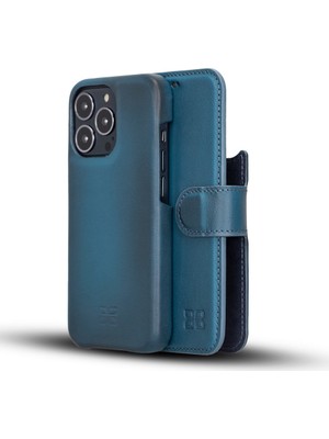 Bouletta Apple iPhone 13 Pro Uyumlu Deri Cüzdanlı Kılıf F360 BRN4EF Mavi
