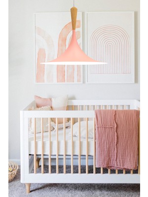 Studıo No.on Avize Sarkıt Oslo Ahsap Detaylı Pembe Bebek Odası Çocuk Odası Genç Odası