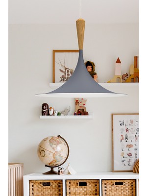 Studıo No.on Avize Sarkıt Oslo Ahsap Detaylı Gri Bebek Odası Çocuk Odası Genç Odası