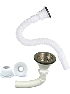 Özbest Çöpmak Kafalı Büyük Körüklü Lavabo Sifonu  + Adaptör Conta