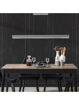 Hegza Lighting Lineer 120CM (Gri Kasa, Sarı Işık) Ledli Modern LED Avize