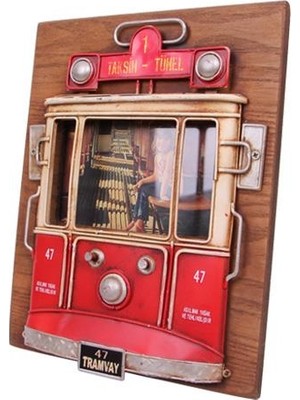 Aden Concept Dekoratif Metal Çerçeve Tramvay Dekorlu Vintage Ev Ofis Hediyelik