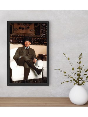 Bk Gift Atatürk Temalı Dekoratif Ahşap Siyah Çerçeveli Tablo-42