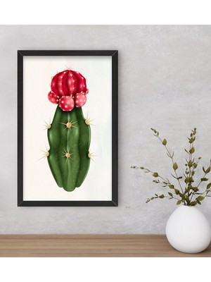 Bk Gift Kaktüs Tasarımlı Dekoratif Ahşap Siyah Çerçeveli Tablo-19