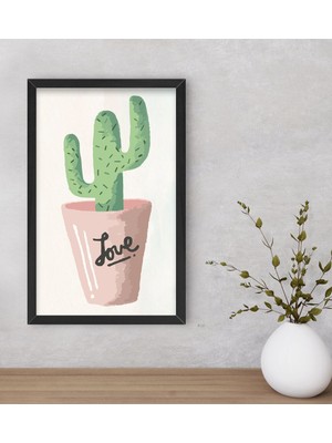 Bk Gift Kaktüs Tasarımlı Dekoratif Ahşap Siyah Çerçeveli Tablo-10