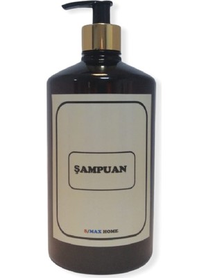 Smax Amber Cam Görünümlü Plastik Sabunluk Şişesi 1000ML (Şampuan Etiketli) 1 Adet Boş