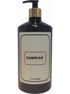 Smax Amber Cam Görünümlü Plastik Sabunluk Şişesi 1000ML (Şampuan Etiketli) 1 Adet Boş