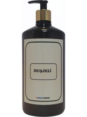 Smax Amber Cam Görünümlü Plastik Sabunluk Şişesi 1000ML (Duş Jeli Etiketli) 1 Adet Boş