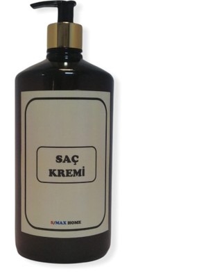 Smax Amber Cam Görünümlü Plastik Sabunluk Şişesi 1000ML (Saç Kremi Etiketli) 1 Adet Boş