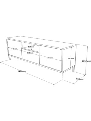 Robin Home Diego Tv Ünitesi Tv Sehpası Metal Ayaklı 140CM Keçe-Siyah Dg2-Kl