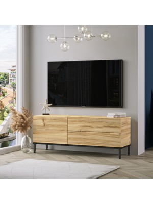 Robin Home Diego Tv Ünitesi Tv Sehpası Metal Ayaklı 120CM Keçe-Siyah Dg5-Kl