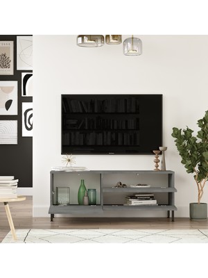 Robin Home Diego Tv Ünitesi Tv Sehpası Metal Ayaklı 120CM Beton-Siyah Dg5-Rl