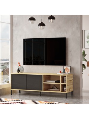 Robin Home Diego Tv Ünitesi Tv Sehpası Metal Ayaklı 140CM Keçe-Siyah Dg8-Kl